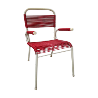 Vintage red scoubidou children's chair