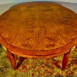 Oval table Art Deco period 1925, magnifying glass of Elm