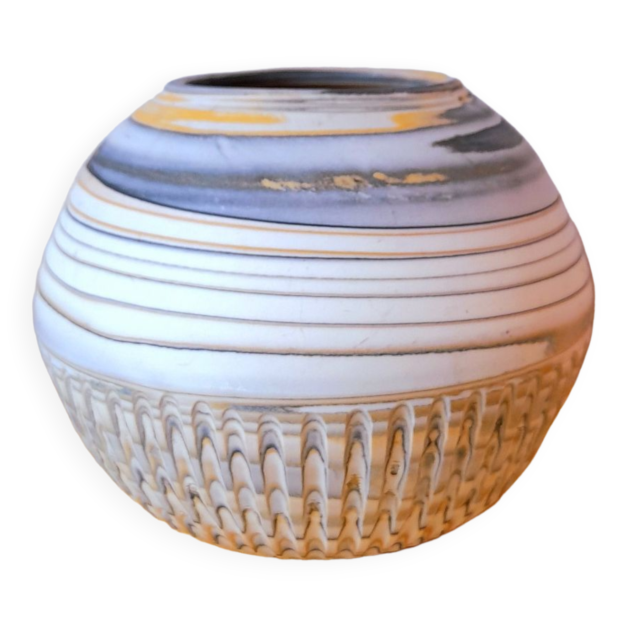 Mixed earth ceramic vase signed