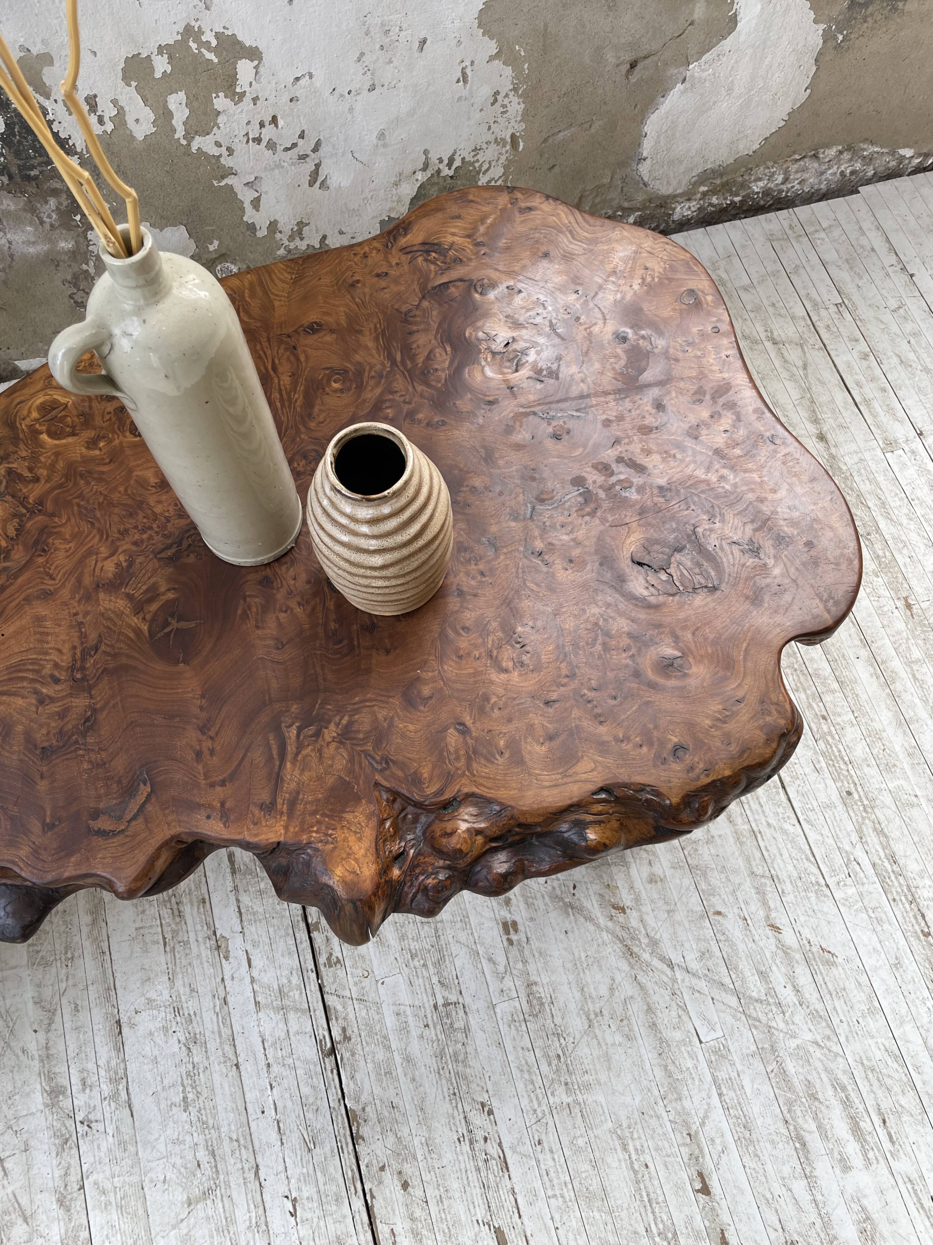 Solid free-form elm coffee table