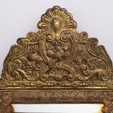 Antique Dutch Brass Ornate Repousse hanging Mirror Hall Cabinet