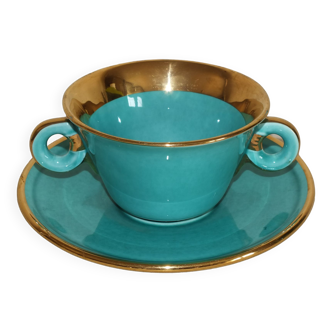 Art Deco Green Magdalithe Broth Cup