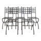 Set of 5 black metal industrial style garden chairs.