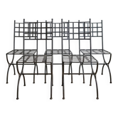 Lot de 5 chaises de jardin style industriel en métal noir