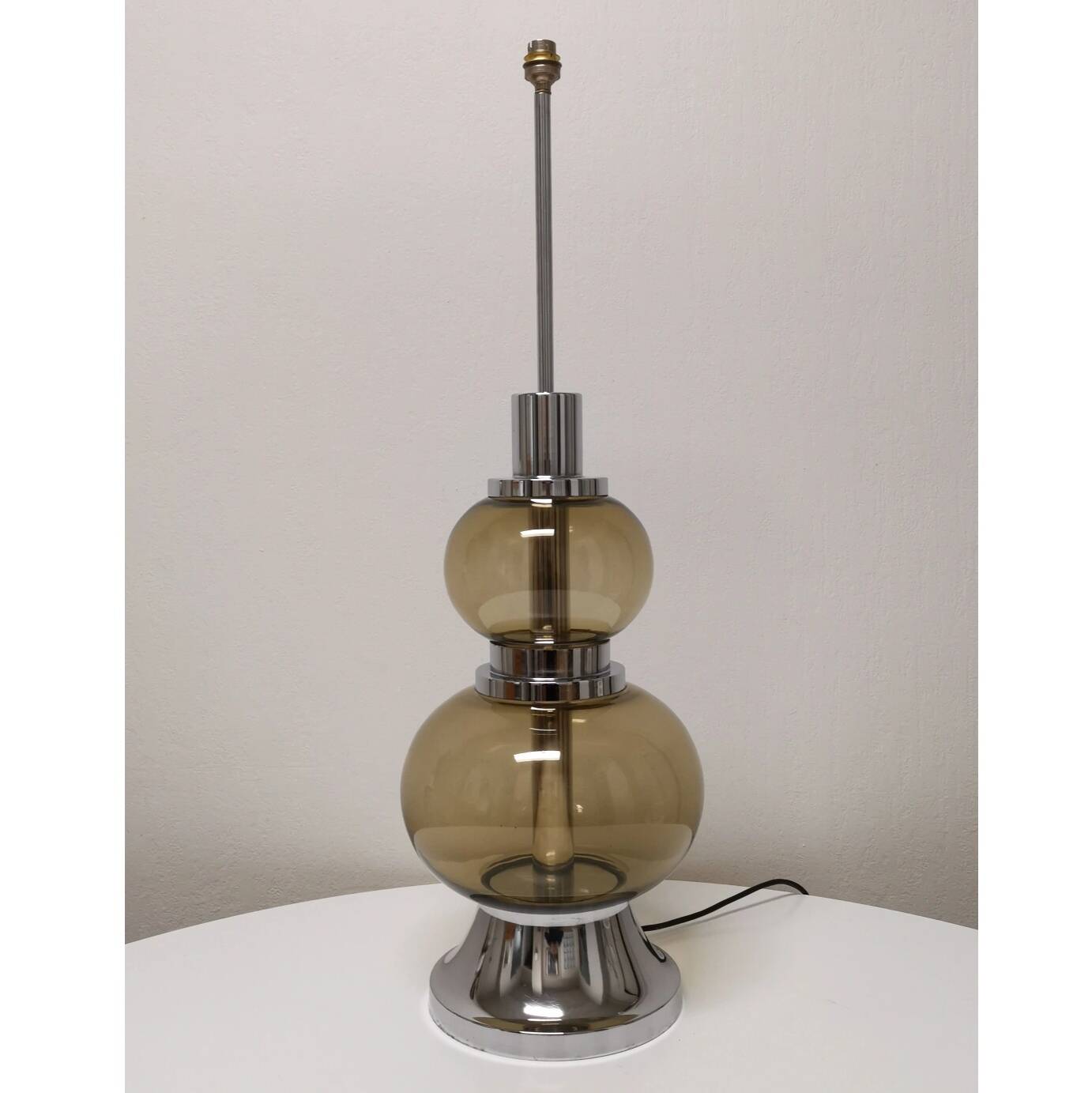 Smoked glass and chrome lamp, 1970