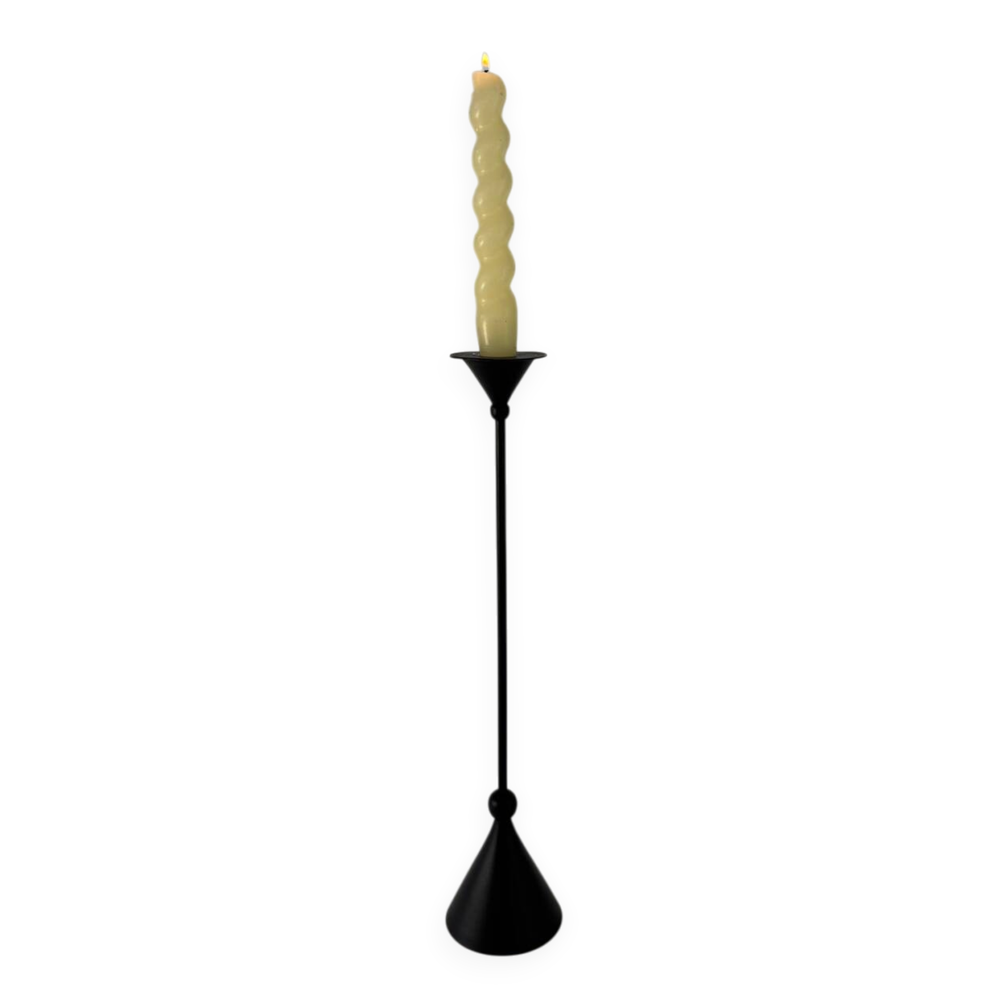 Vintage Post Modern Candle Holder In Black Metal