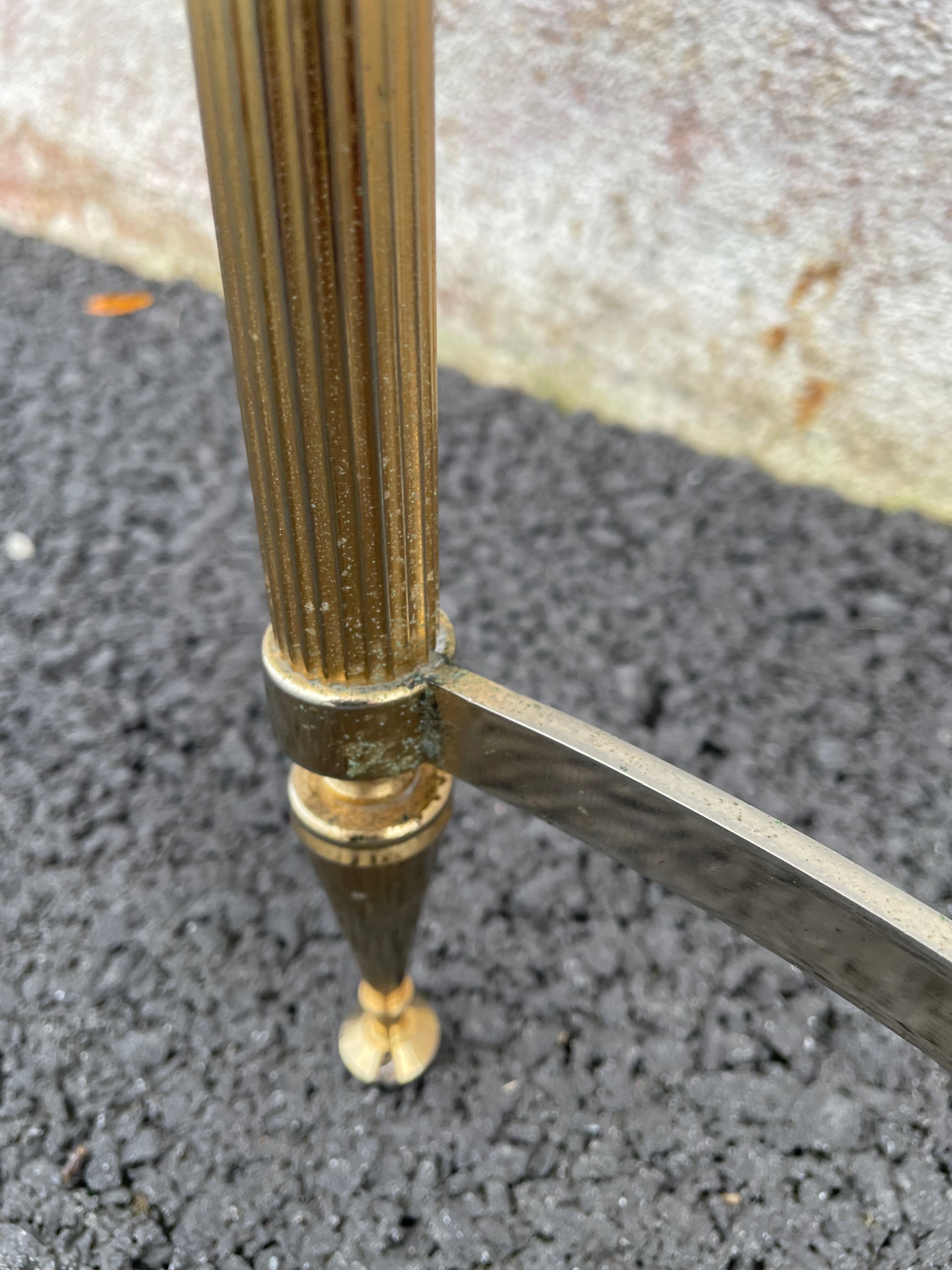 Coffee table in gilded brass and veined green marble
