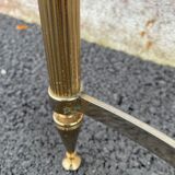 Coffee table in gilded brass and veined green marble