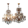 Pair of antique chandeliers in burnished iron and glass, 6 lights, Italy, 19th century.