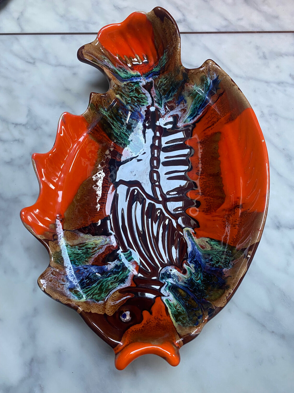 XL fish platter, vintage Vallauris style