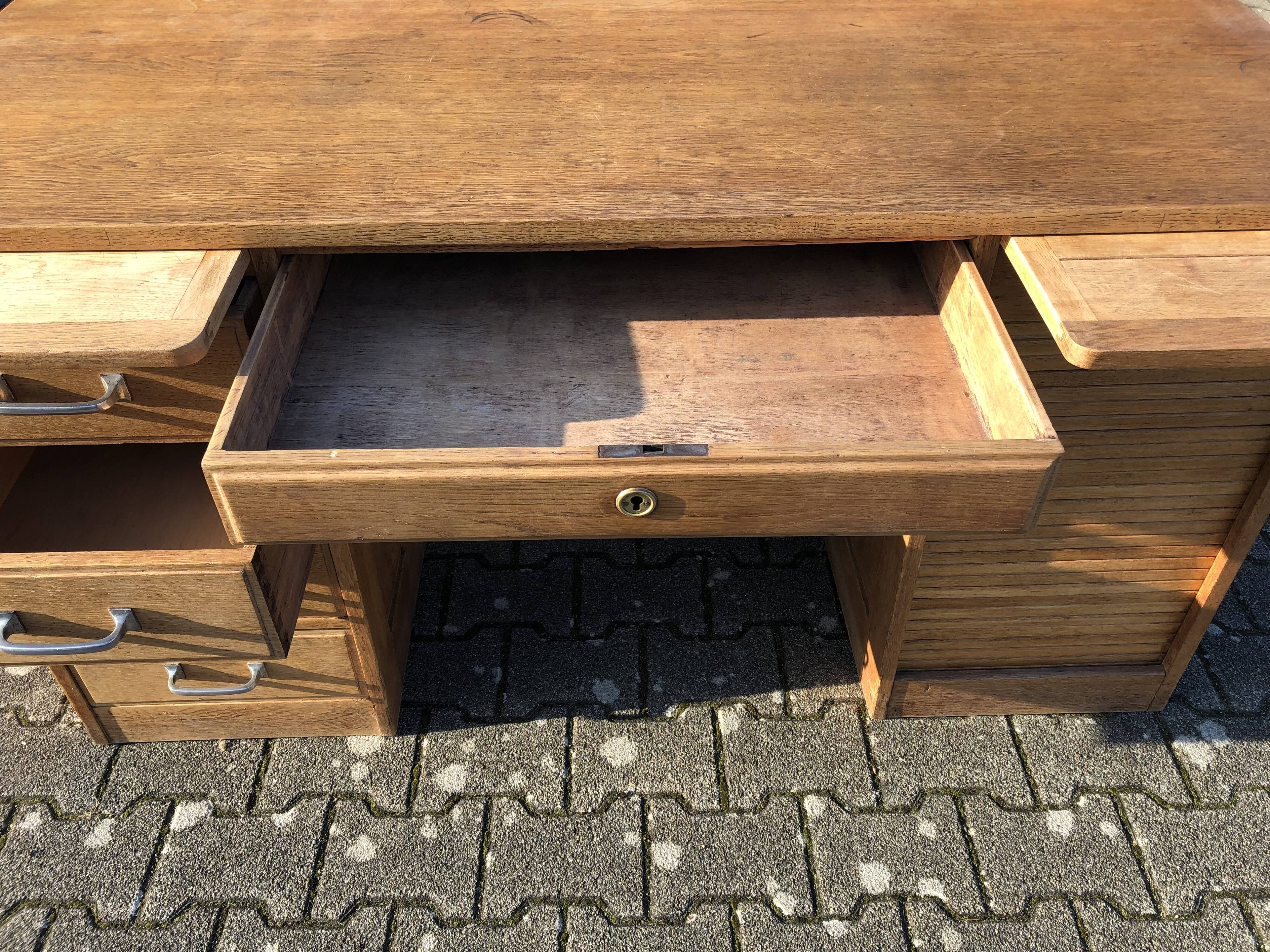 Solid oak office two caissons