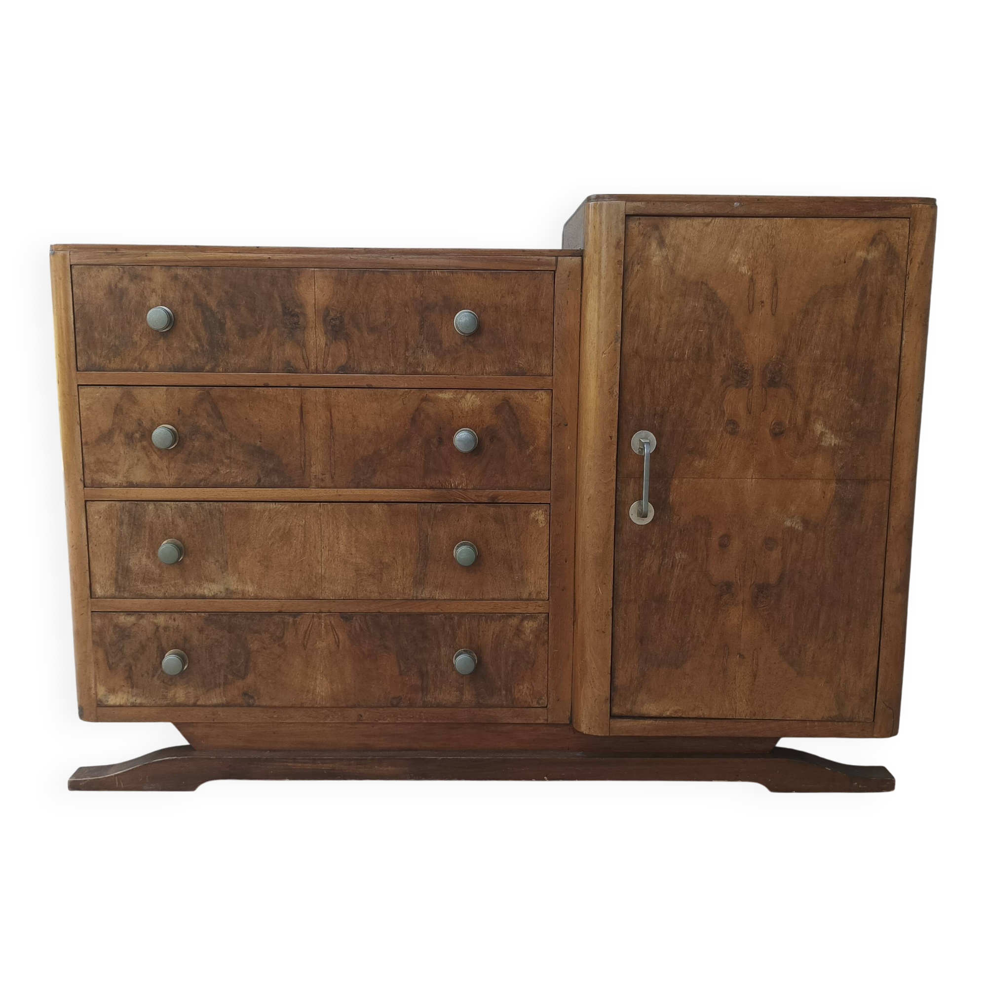 Art Deco period bar buffet in burr walnut