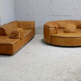 Leather modular sofa, 7 elements, 70s