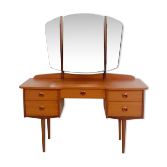 Norwegian teak dressing table swivel mirror 3 parts