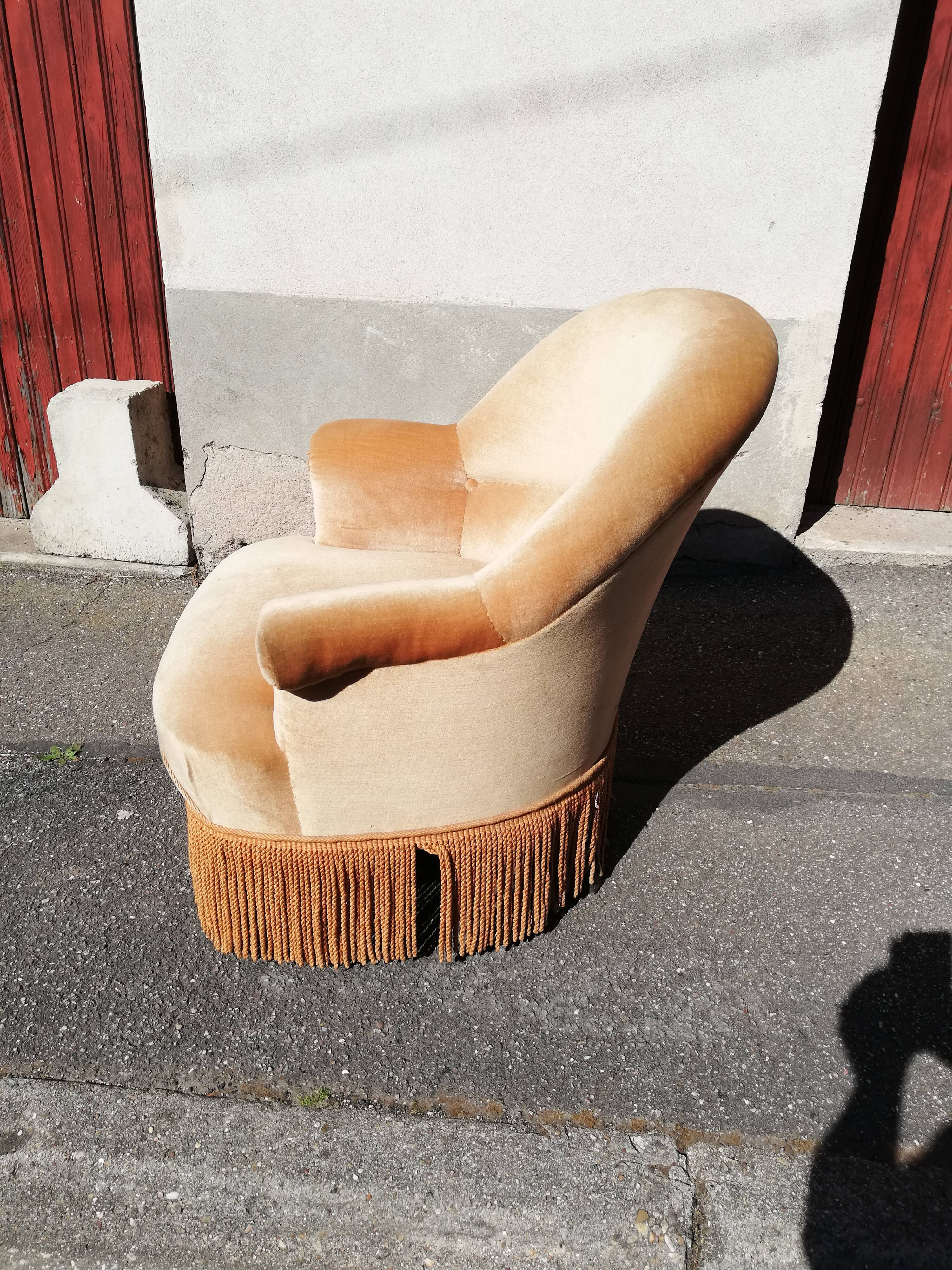 Toad armchair yellow fabric year 50