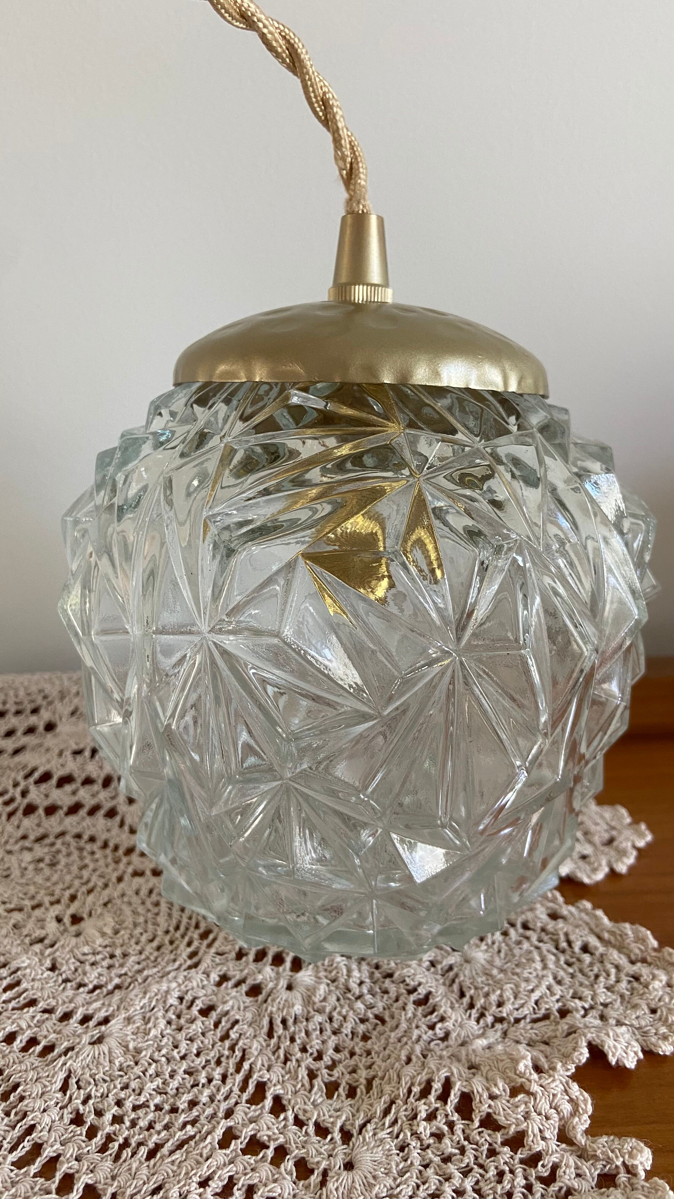 Vintage Origami glass pendant lamp