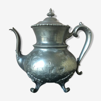 Silver tin teapot