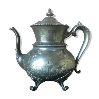 Silver tin teapot