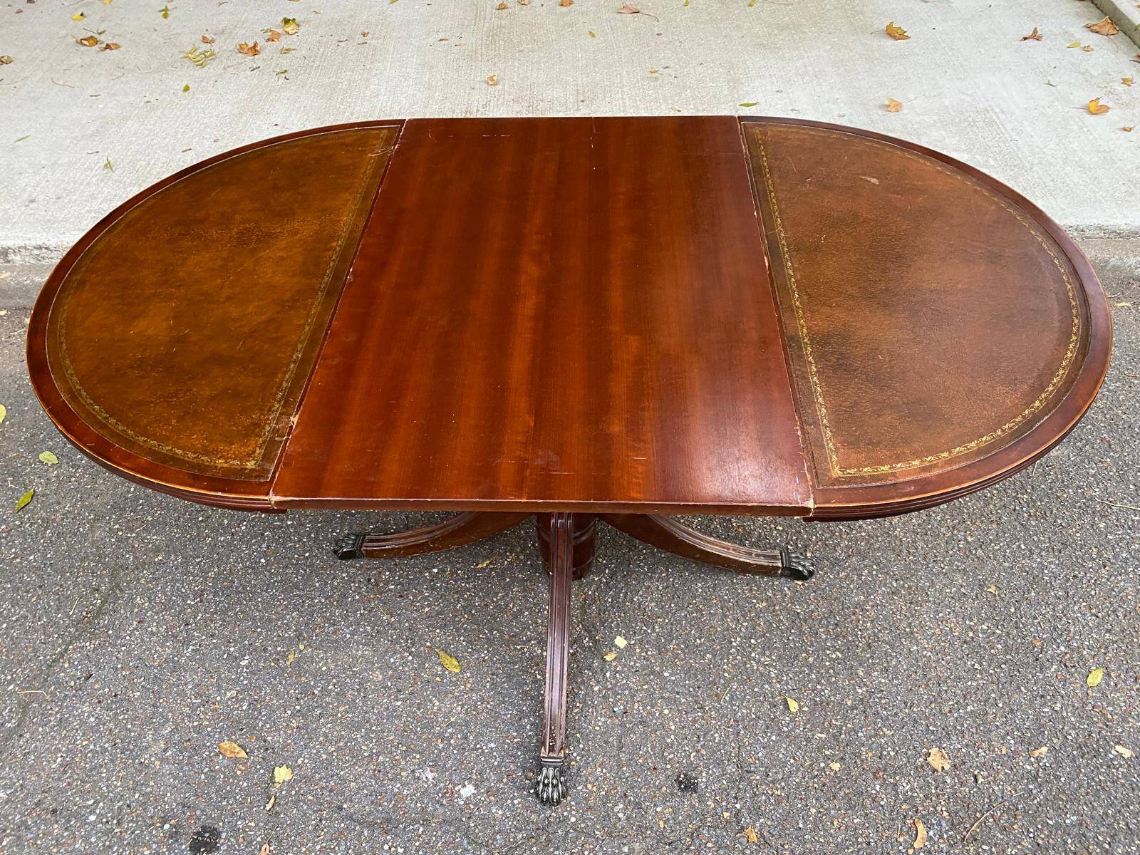 Table à manger ronde relevable et extensible avec pied central 90cm