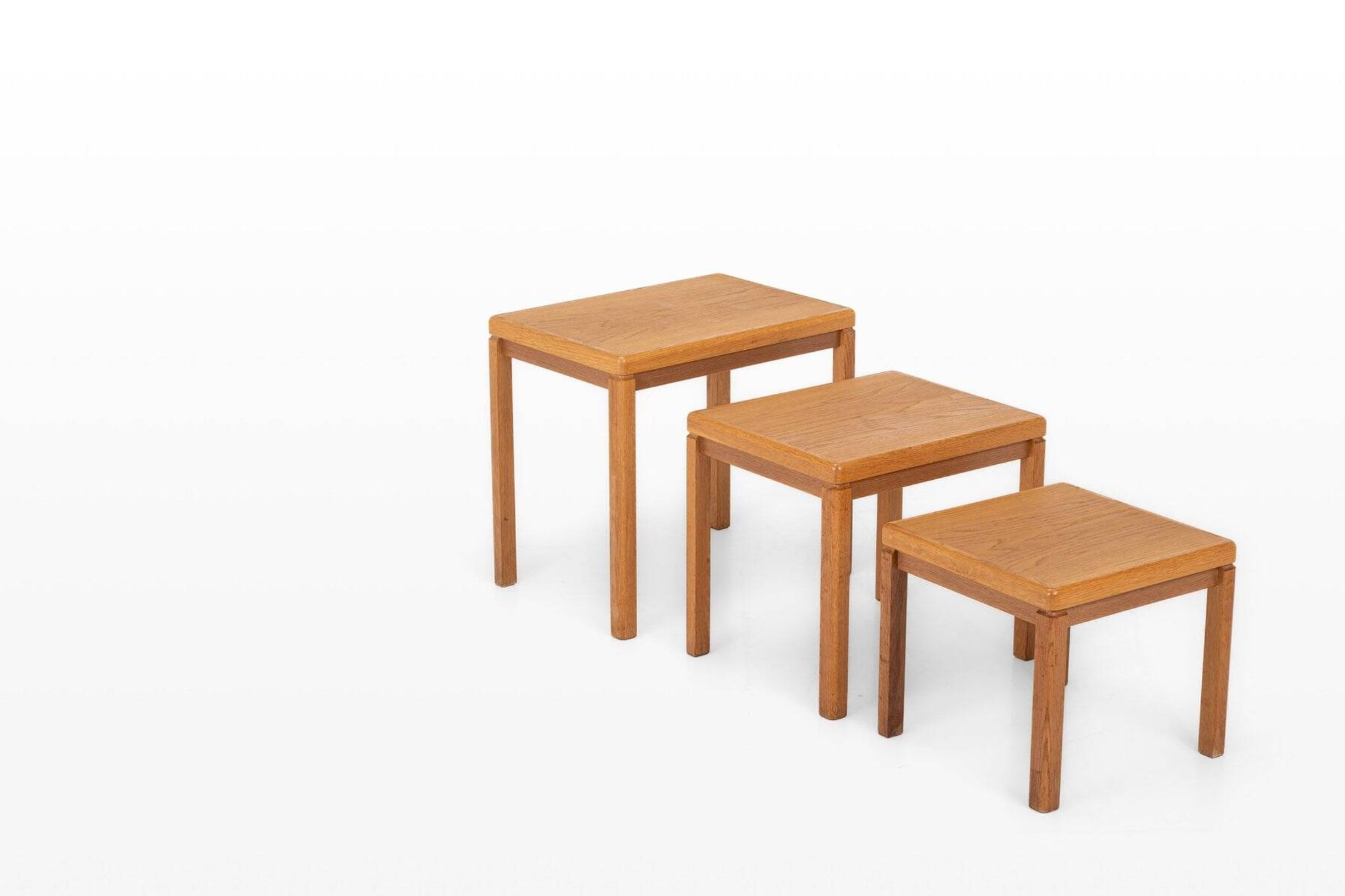 Vintage oak nesting tables by Van Den Berghe Pauvers, 1970s, set of 3