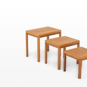 Vintage oak nesting tables by Van Den Berghe Pauvers, 1970s, set of 3