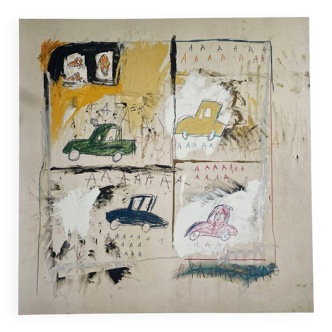 Jean michel basquiat, old cars 1981, sous licence artestar ny