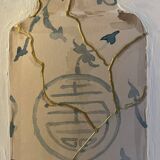 Painting signed “Japanese Kintsugi vase” mixed media + iridescent gold