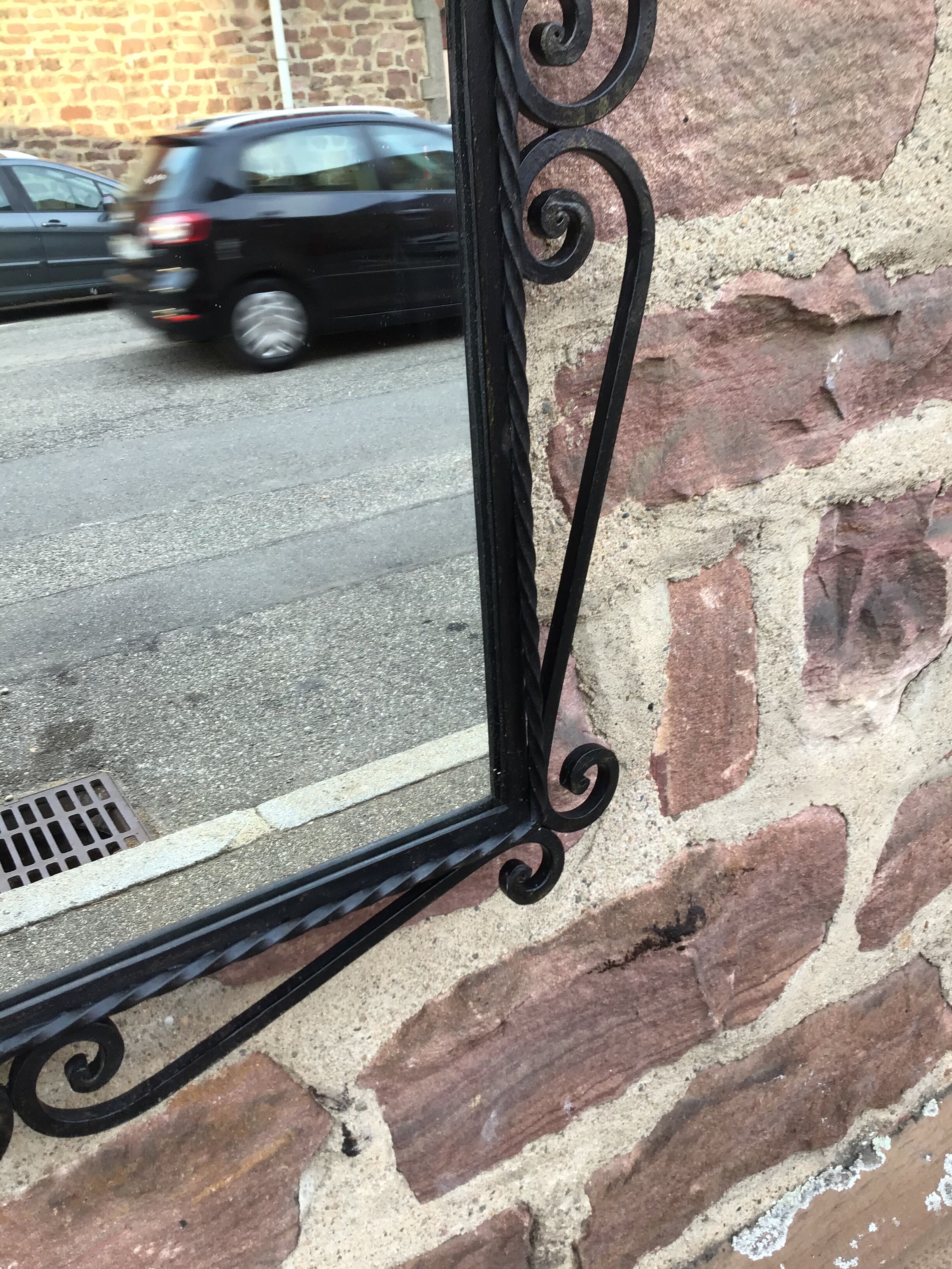 Vintage mirror 1960 metal 72x64cm