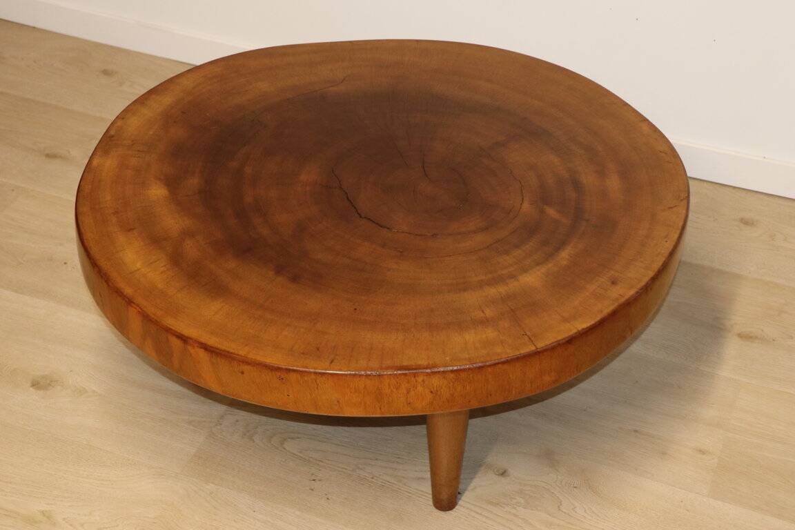 Vintage brutalist solid wood coffee table, 1960s