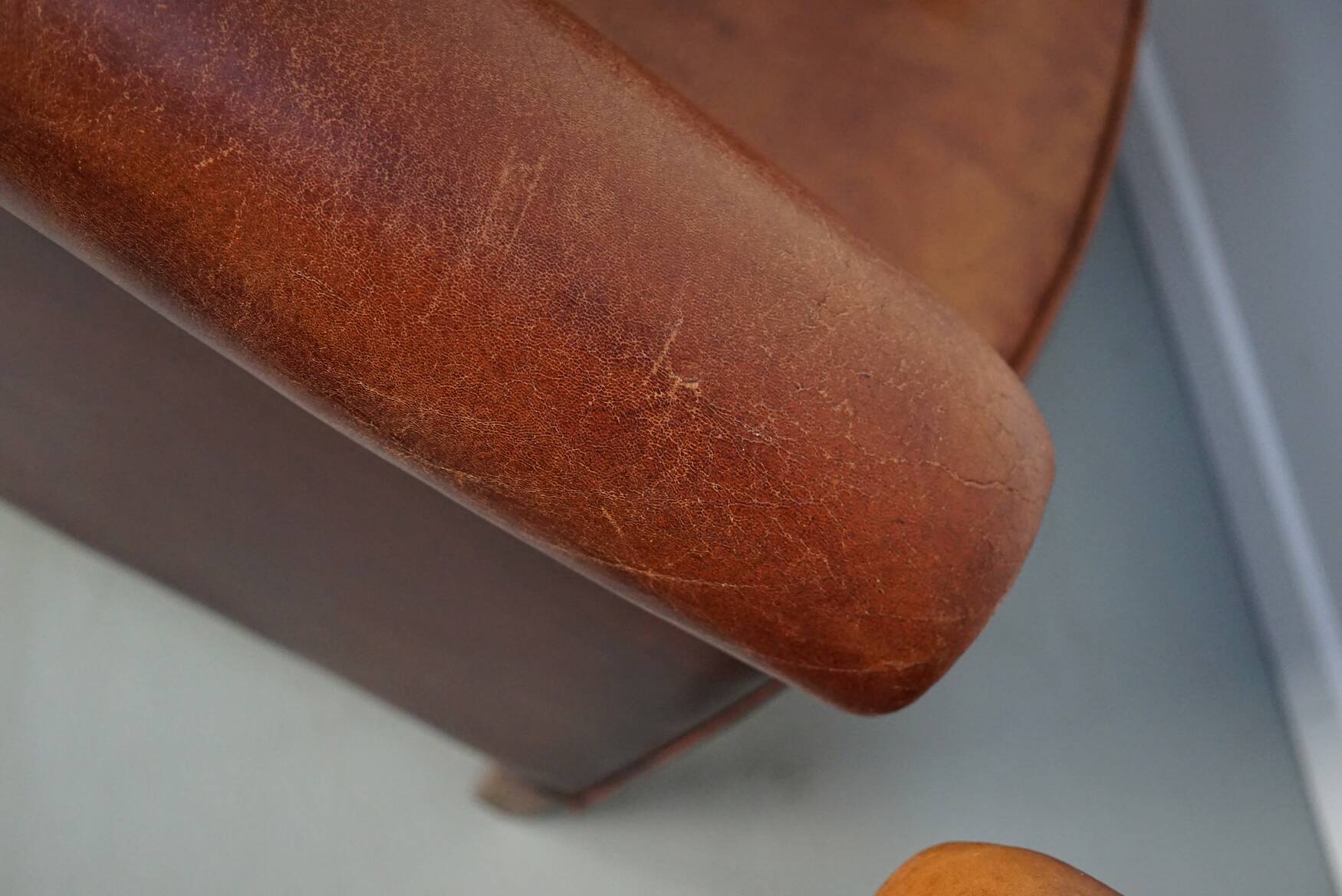Vintage Dutch cognac coloured leather club chair, set of 2