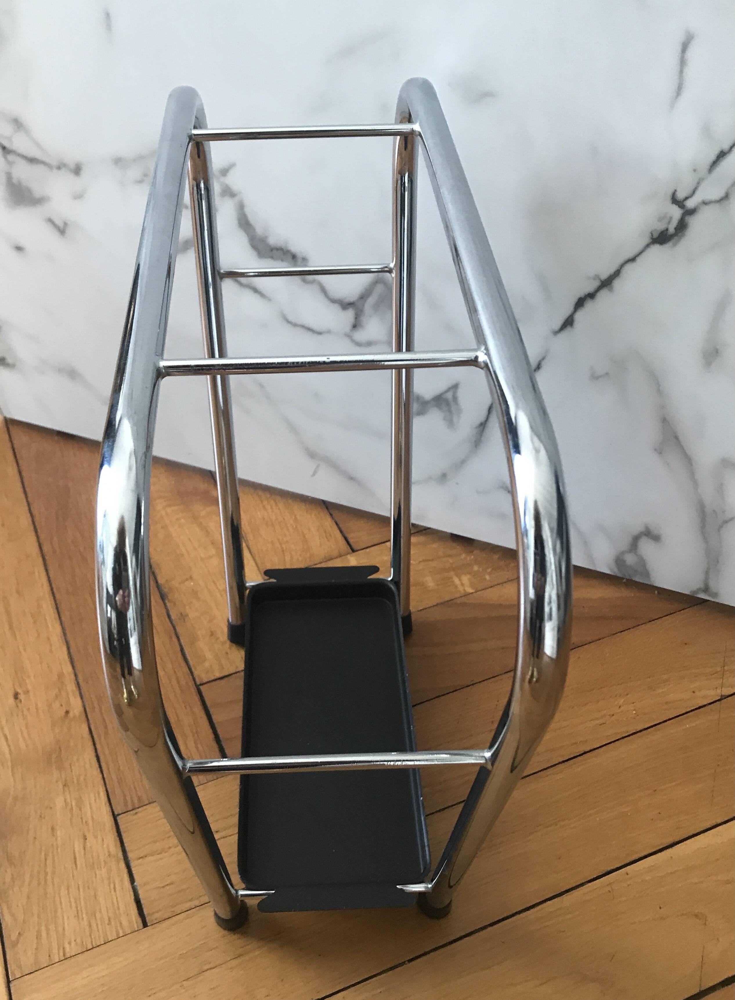 Vintage chrome steel umbrella stand