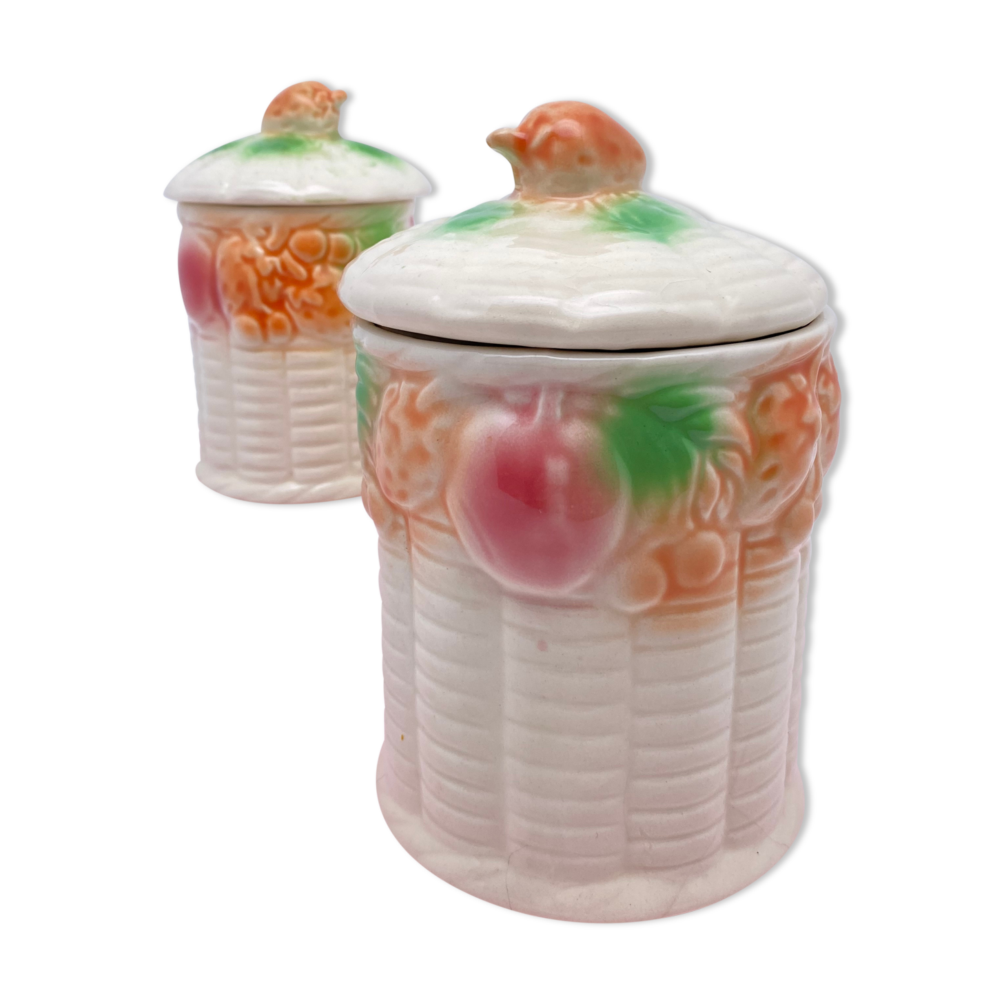 Duo of pots in barbotine
