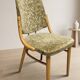 Bentwood dining chairs set of 4, retro beech wood & olive velour, TON 1960s–1970s, Czechoslovakia