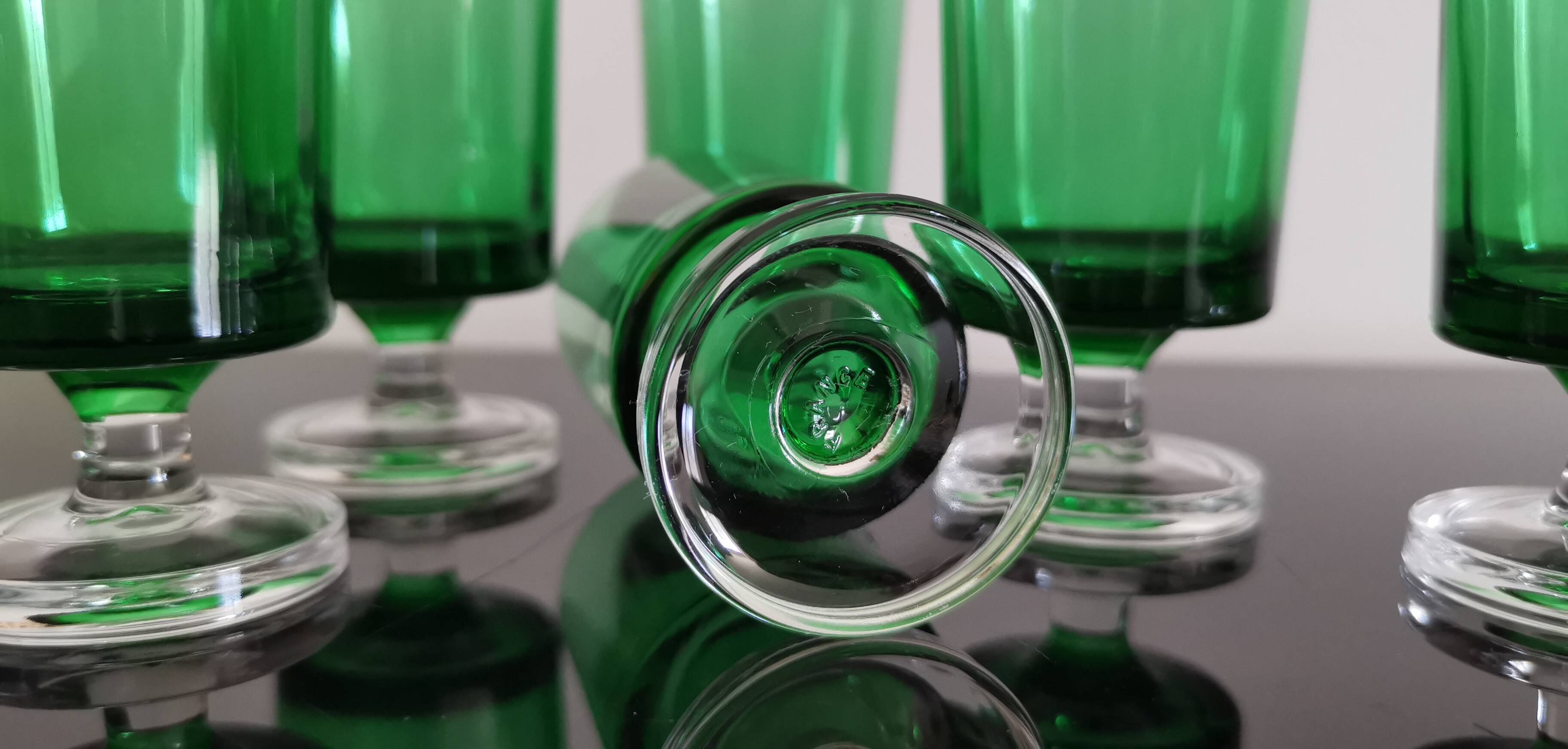 6 verres apéritif Luminarc Cavalier couleur vert bouteille