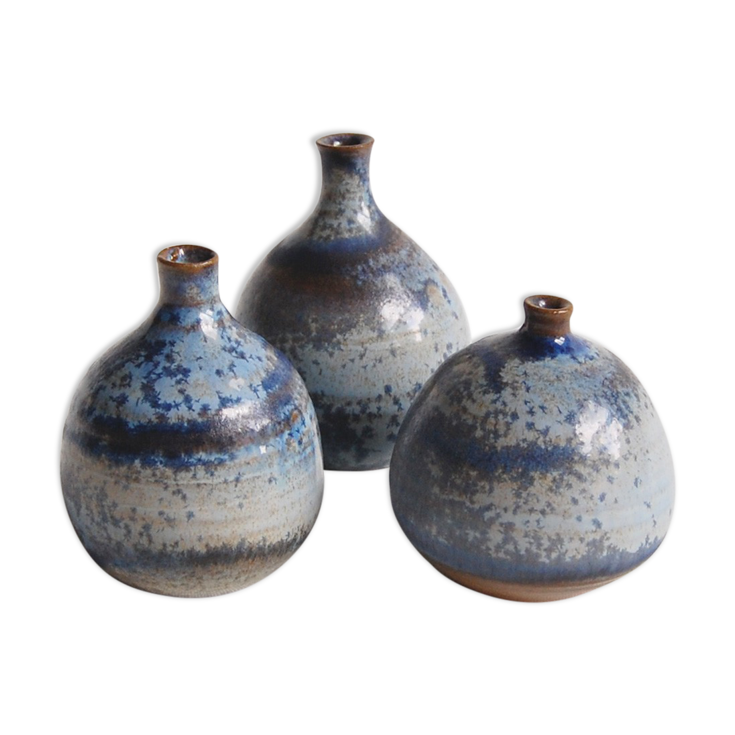Trio de céramiques miniatures bleues Antonio Lampecco