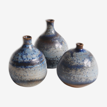 Trio de céramiques miniatures bleues Antonio Lampecco