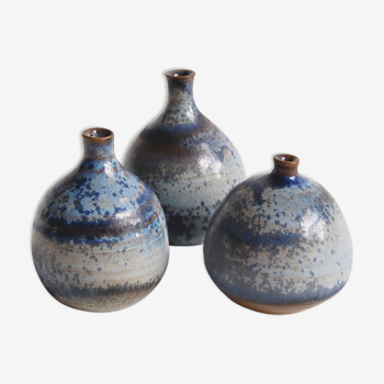 Trio of blue miniature ceramics Antonio Lampecco