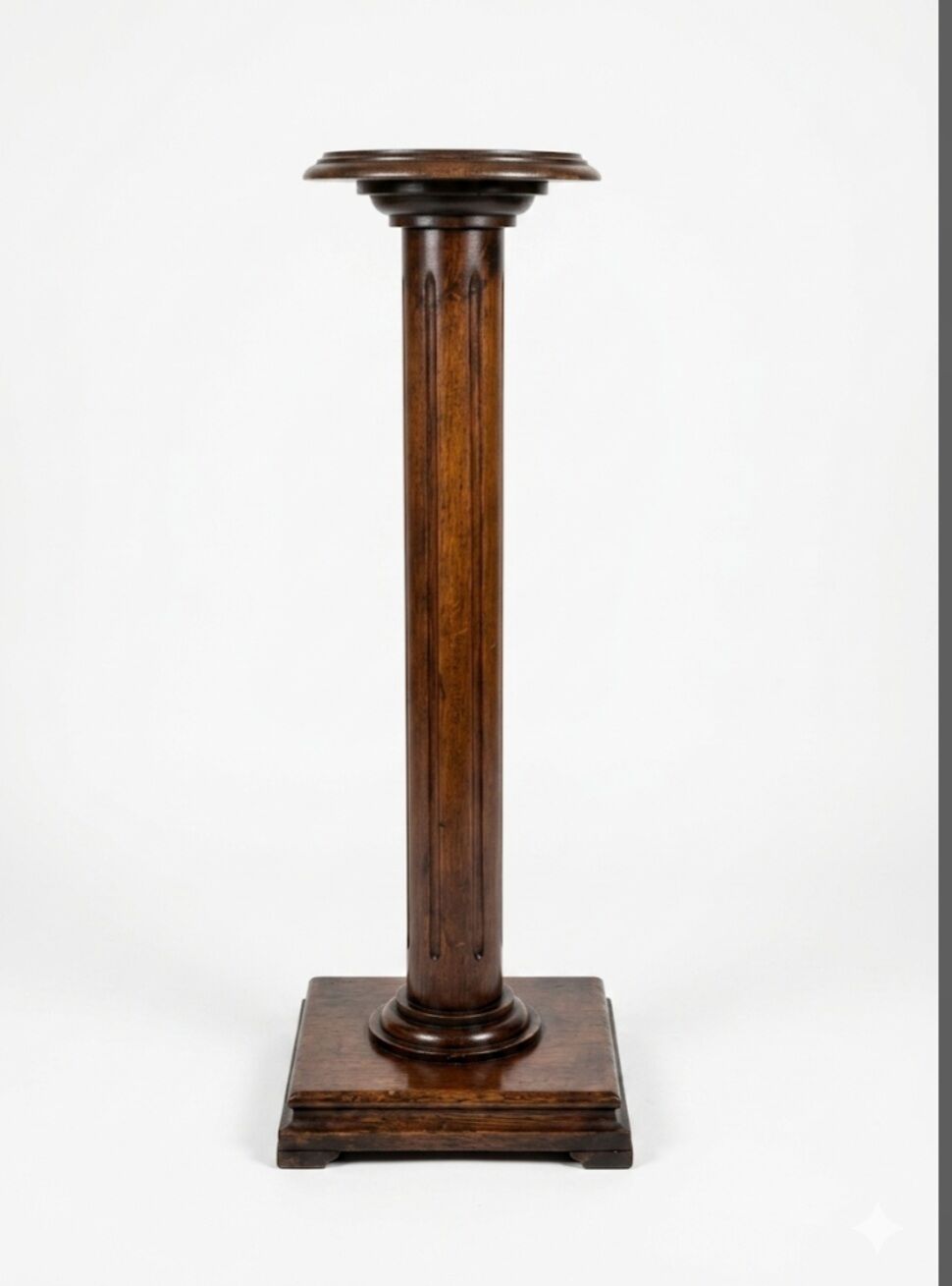 Solid oak column pedestal