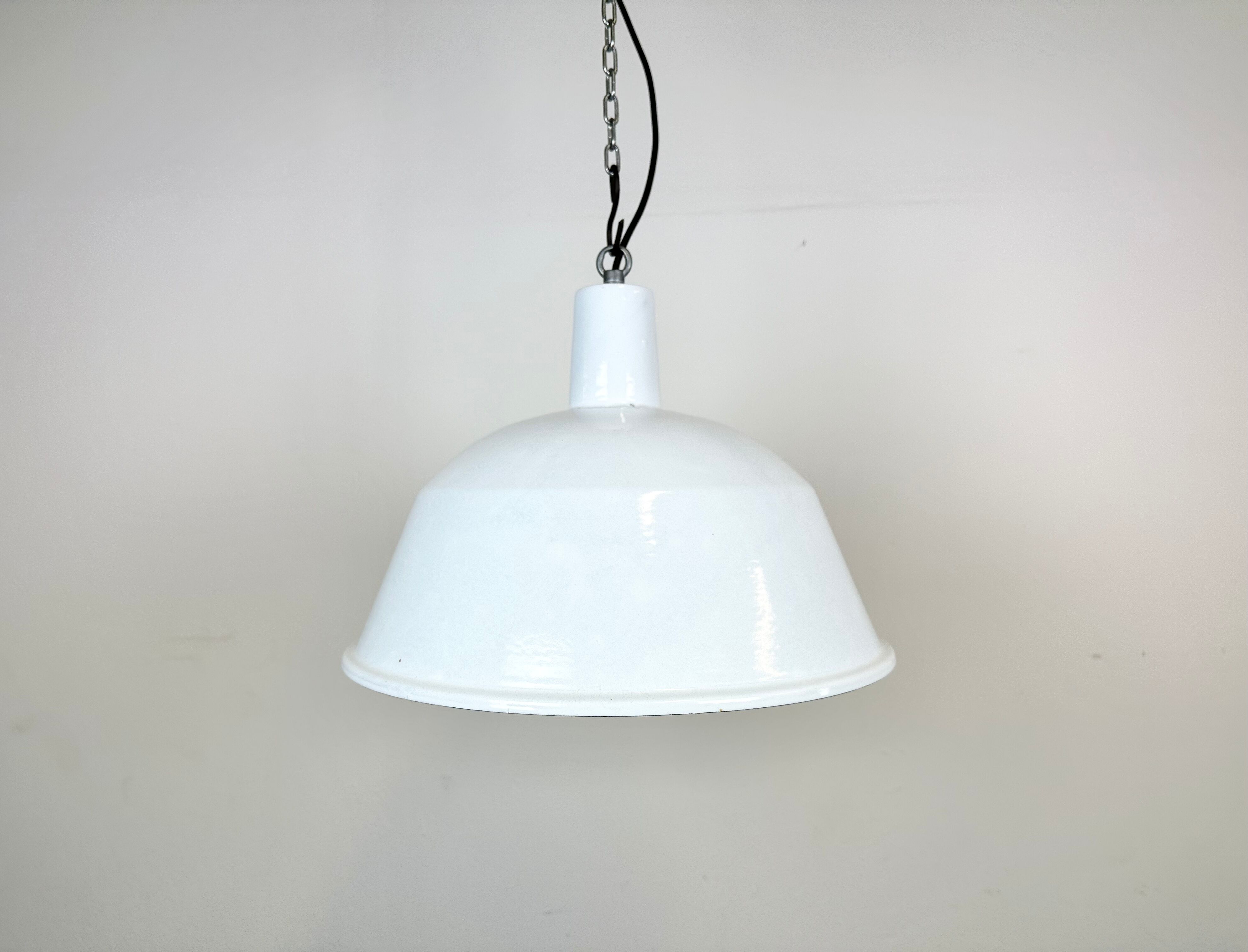 Industrial White Enamel Pendant Lamp from EMAX, 1960s