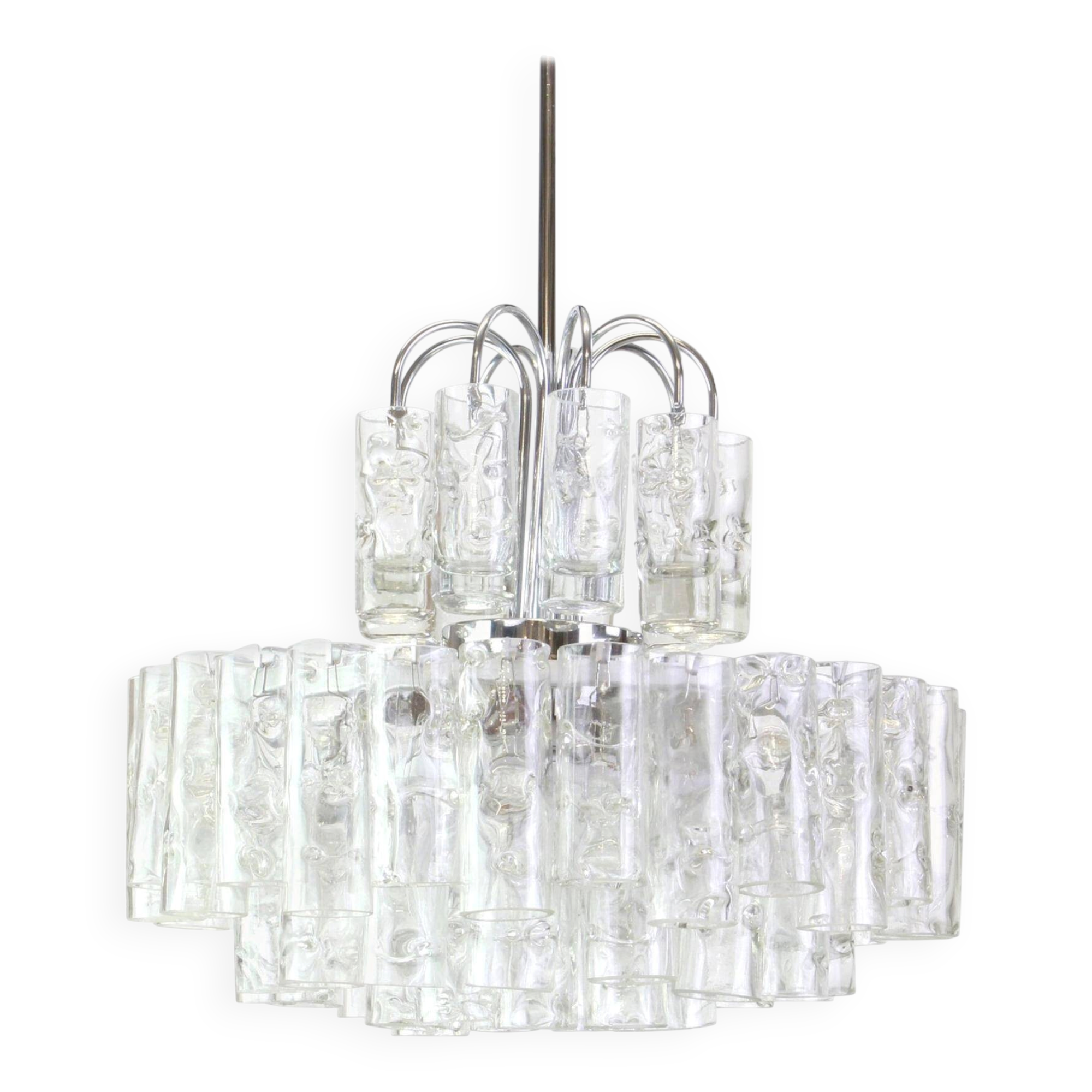 Superb glass tube chandelier from Murano by Doria, Germany, 1960s.