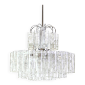 Lustre à tubes de verre glace Murano par Doria, Allemagne, années 1960