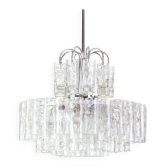 Superb glass tube chandelier from Murano by Doria, Germany, 1960s.