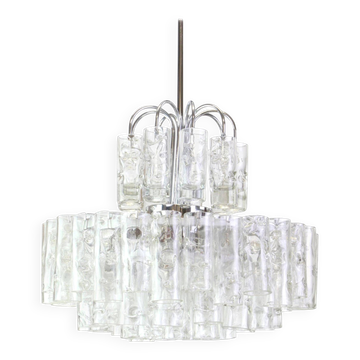 Superb glass tube chandelier from Murano by Doria, Germany, 1960s.