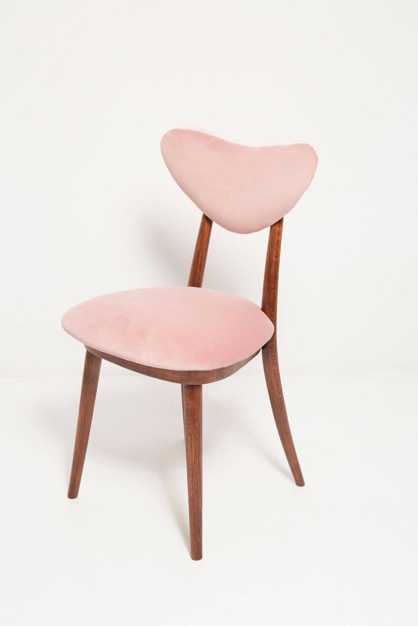 Mid-century light pink velvet heart-shaped chair, Europe, 1960s.