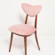 Mid-century light pink velvet heart-shaped chair, Europe, 1960s.