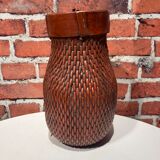 Wicker jar tinted red