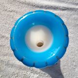 Vase in soapy opaline and flag blue corolla