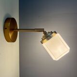 Vintage art deco globe wall lamp in white opaline