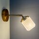 Vintage art deco globe wall lamp in white opaline