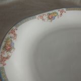 Serving dish in limoges porcelain flower baskets, fruits - early 20th